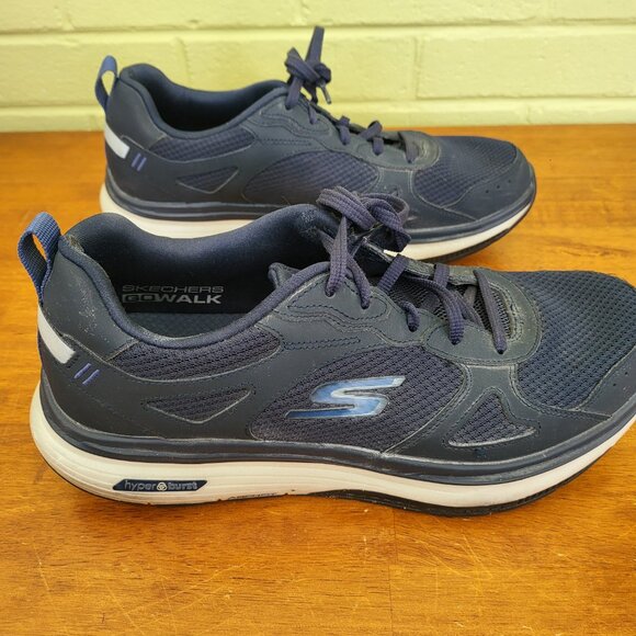 Skechers Go Walk Arch Fit Mens Sz 9.5 Shoes Lace Up Sneakers hyper burst BLUE T1 - Picture 6 of 12